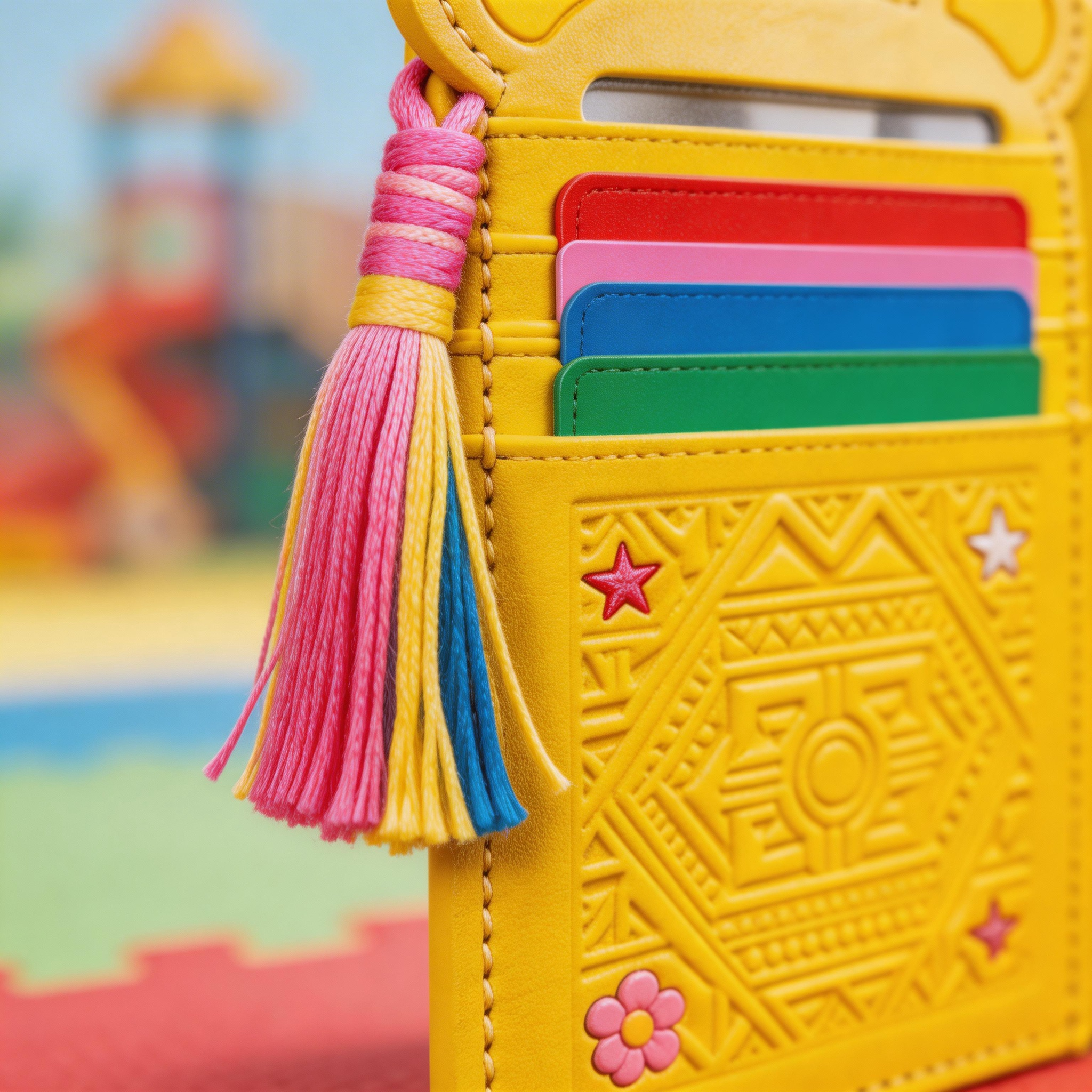 Playful Passport Wallet | Vibrant Leather | Street Art Vibe | Ideal Gift for Kids & Teens | Cute Bear Embossing