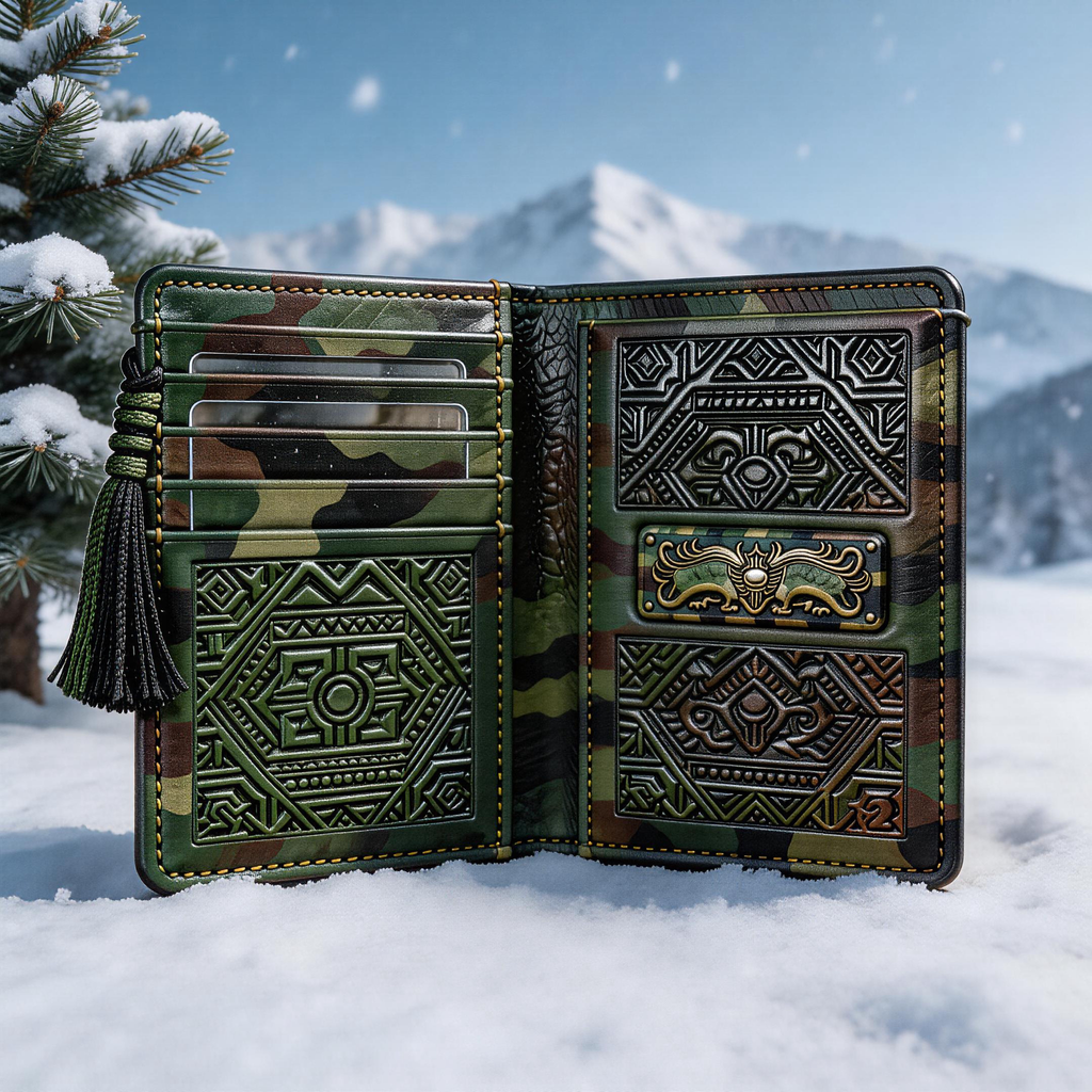 Tactical Passport Wallet | Premium Leather | Winter Wilderness Vibe | Ideal Gift for Adventurers