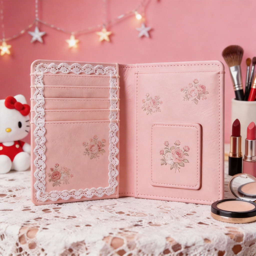 Feminine Passport Wallet | Soft Leather | Beach Picnic Vibe | Ideal Gift for Fashion Lovers | Delicate Floral Embroidery