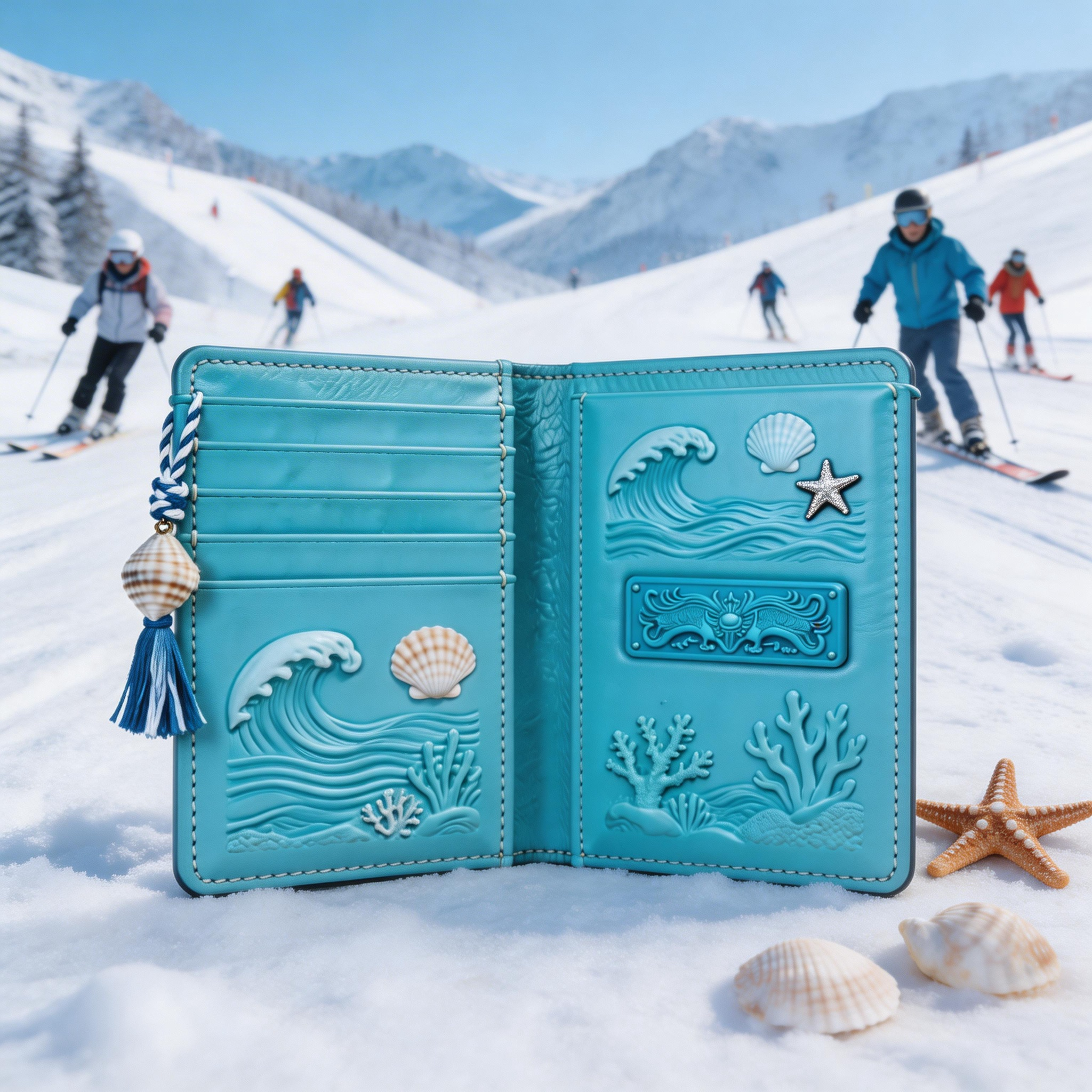 Ocean-Inspired Passport Wallet | Vibrant Leather | Gift Box Presentation | Perfect Gift for Beach Lovers