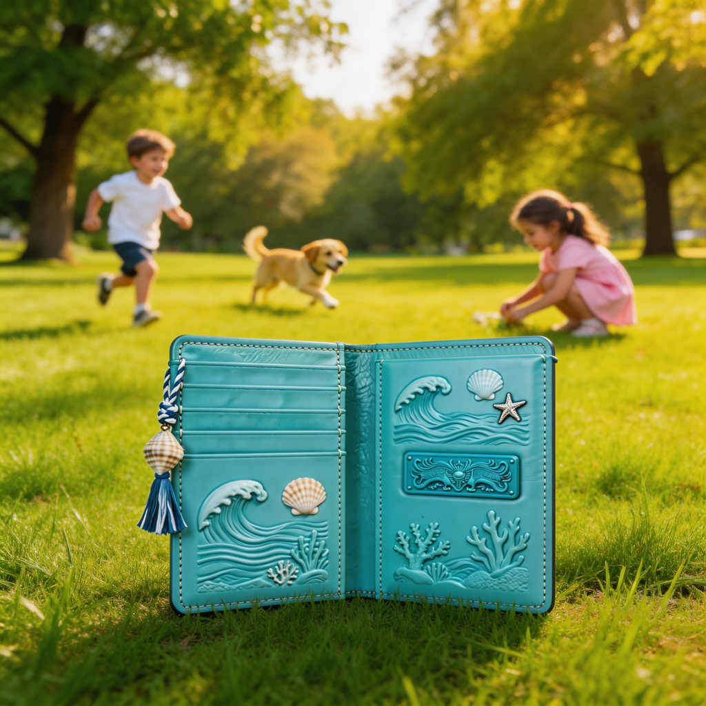 Ocean-Inspired Passport Wallet | Vibrant Leather | Gift Box Presentation | Perfect Gift for Beach Lovers