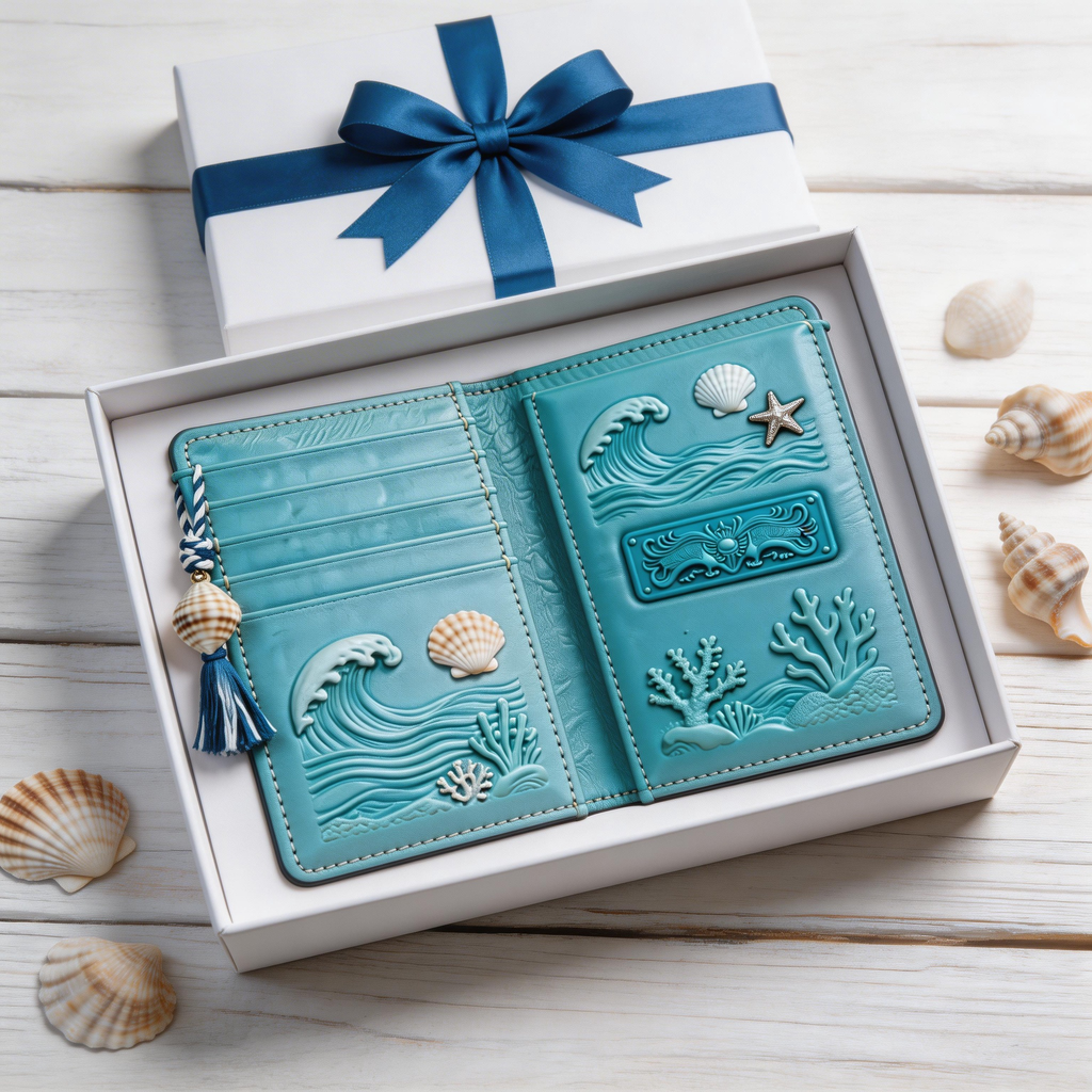 Ocean-Inspired Passport Wallet | Vibrant Leather | Gift Box Presentation | Perfect Gift for Beach Lovers