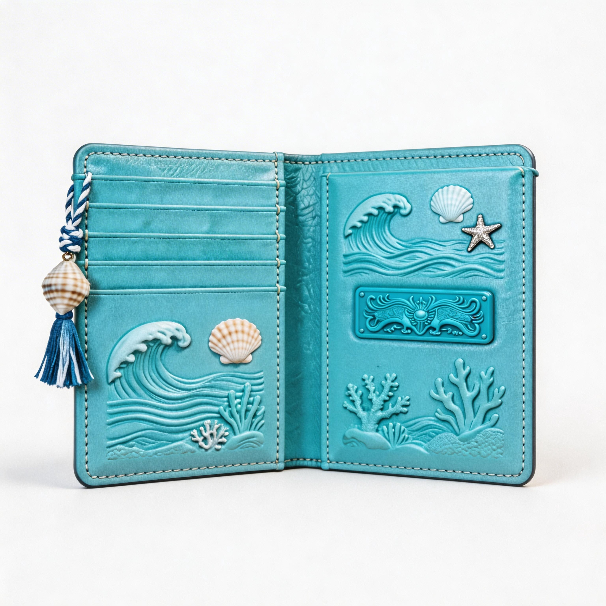 Ocean-Inspired Passport Wallet | Vibrant Leather | Gift Box Presentation | Perfect Gift for Beach Lovers