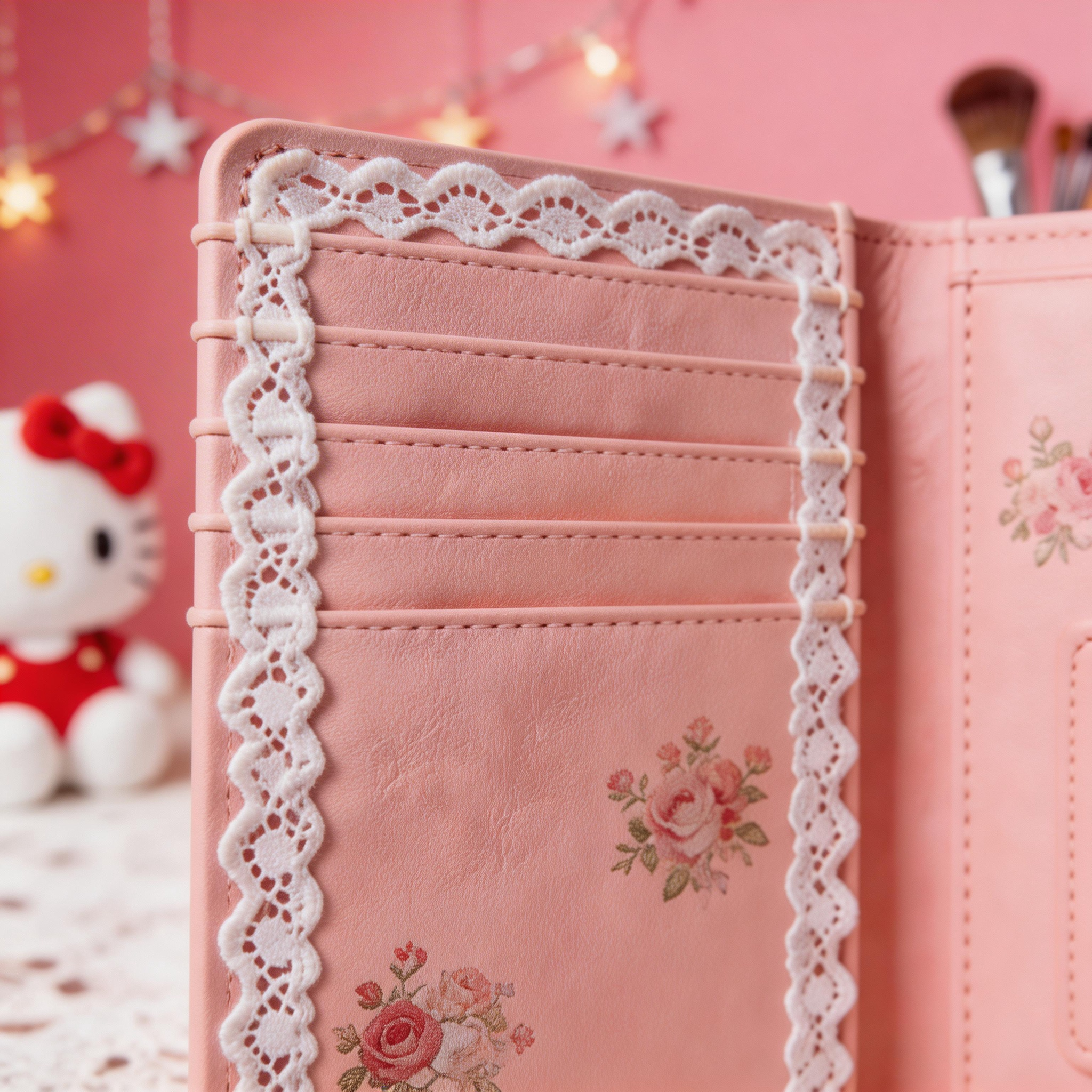 Feminine Passport Wallet | Soft Leather | Beach Picnic Vibe | Ideal Gift for Fashion Lovers | Delicate Floral Embroidery
