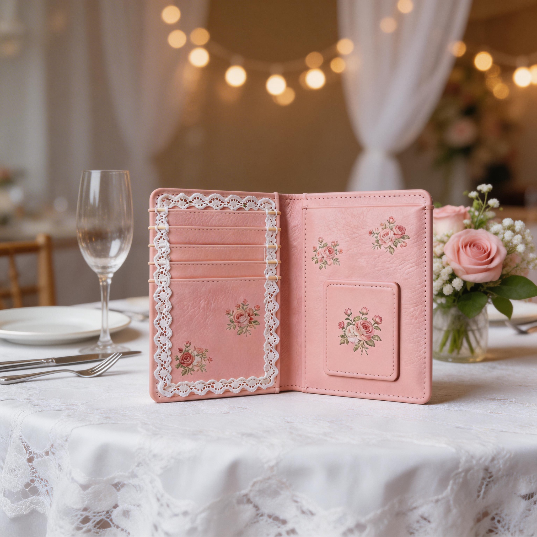 Feminine Passport Wallet | Soft Leather | Beach Picnic Vibe | Ideal Gift for Fashion Lovers | Delicate Floral Embroidery