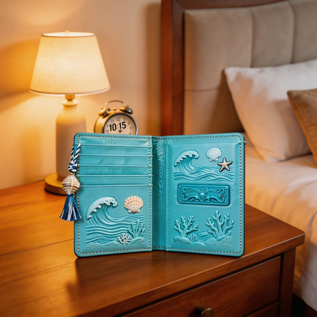 Ocean-Inspired Passport Wallet | Vibrant Leather | Gift Box Presentation | Perfect Gift for Beach Lovers
