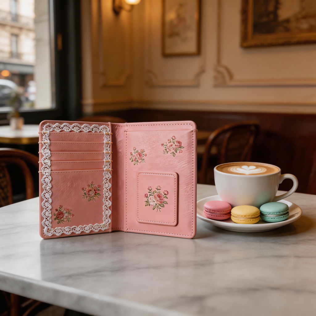 Feminine Passport Wallet | Soft Leather | Beach Picnic Vibe | Ideal Gift for Fashion Lovers | Delicate Floral Embroidery