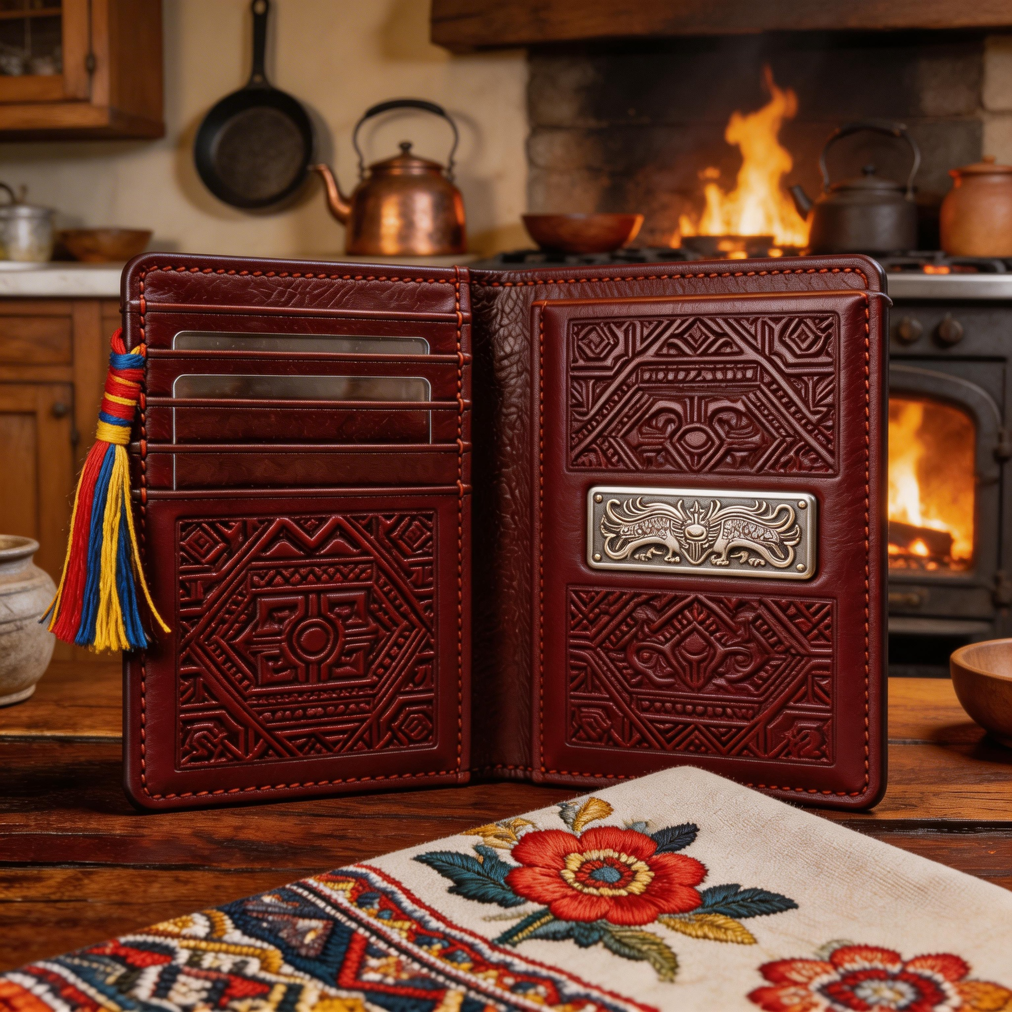 Elegant Passport Wallet | Luxurious Leather | Yoga Studio Vibe | Perfect Gift for Travelers | Intricate Floral Design