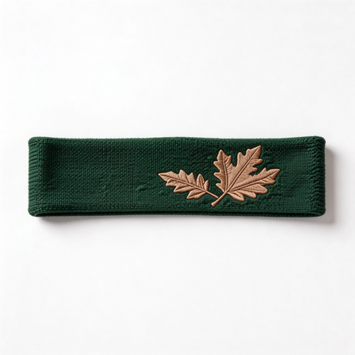 Stylish Green Oak Leaf Headband – Soft Cotton | Ideal for Yoga and Workouts | Gift for Nature Lovers | Elegant Embroidered Detail