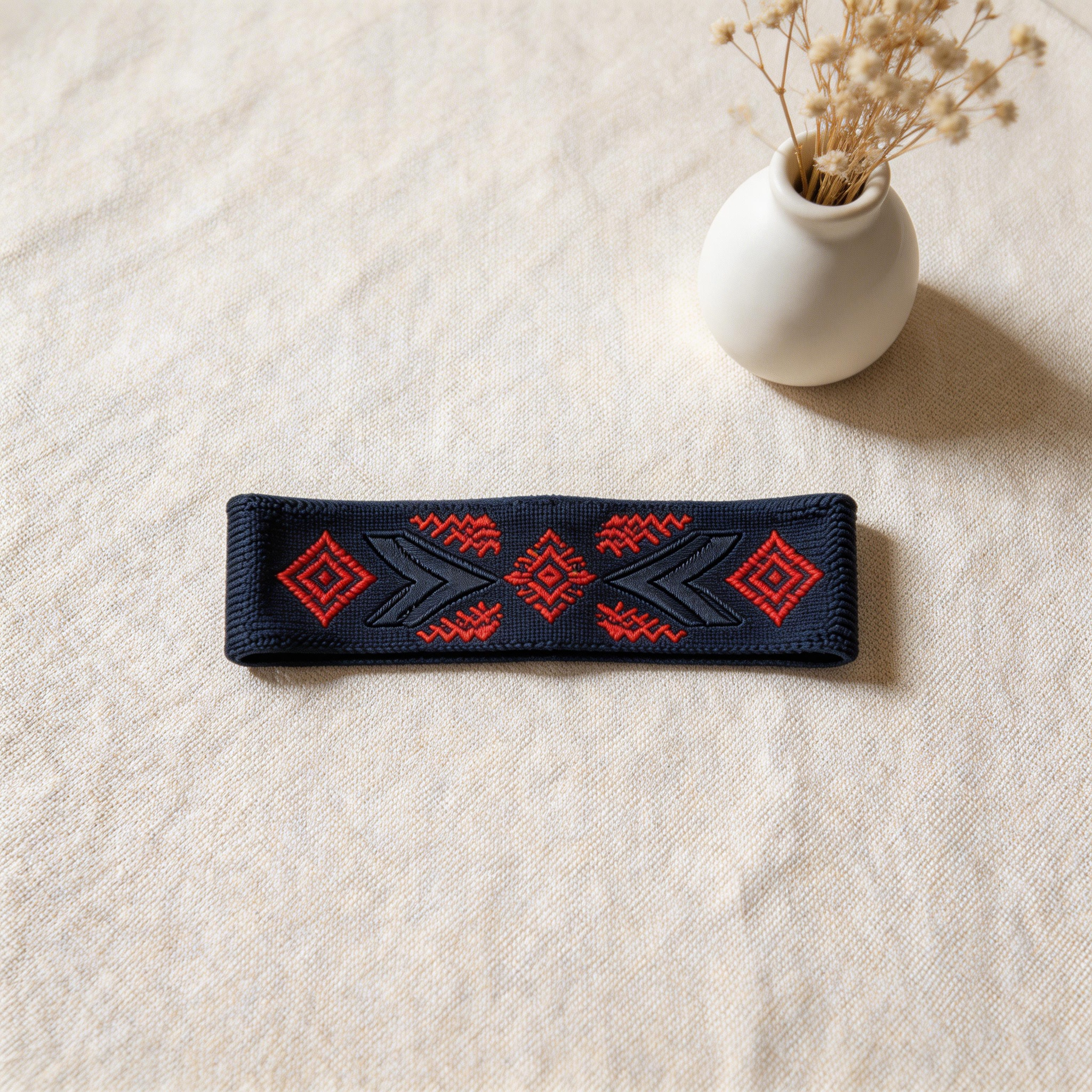 Elegant Geometric Navy Headband – Soft Cotton Design for Yoga Enthusiasts ✨ Premium Cotton | Geometric Style | For Yoga Practice