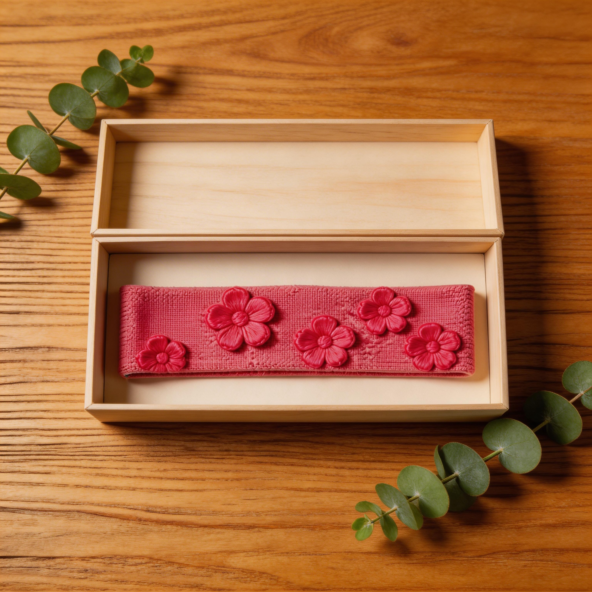 Pink Floral Embroidered Headband – Fun & Feminine Design for Fitness & Casual Wear