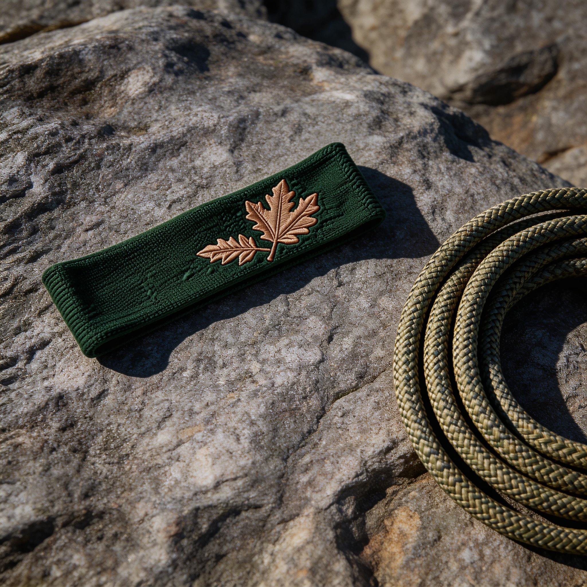 Stylish Green Oak Leaf Headband – Soft Cotton | Ideal for Yoga and Workouts | Gift for Nature Lovers | Elegant Embroidered Detail