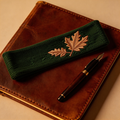 Stylish Green Oak Leaf Headband – Soft Cotton | Ideal for Yoga and Workouts | Gift for Nature Lovers | Elegant Embroidered Detail