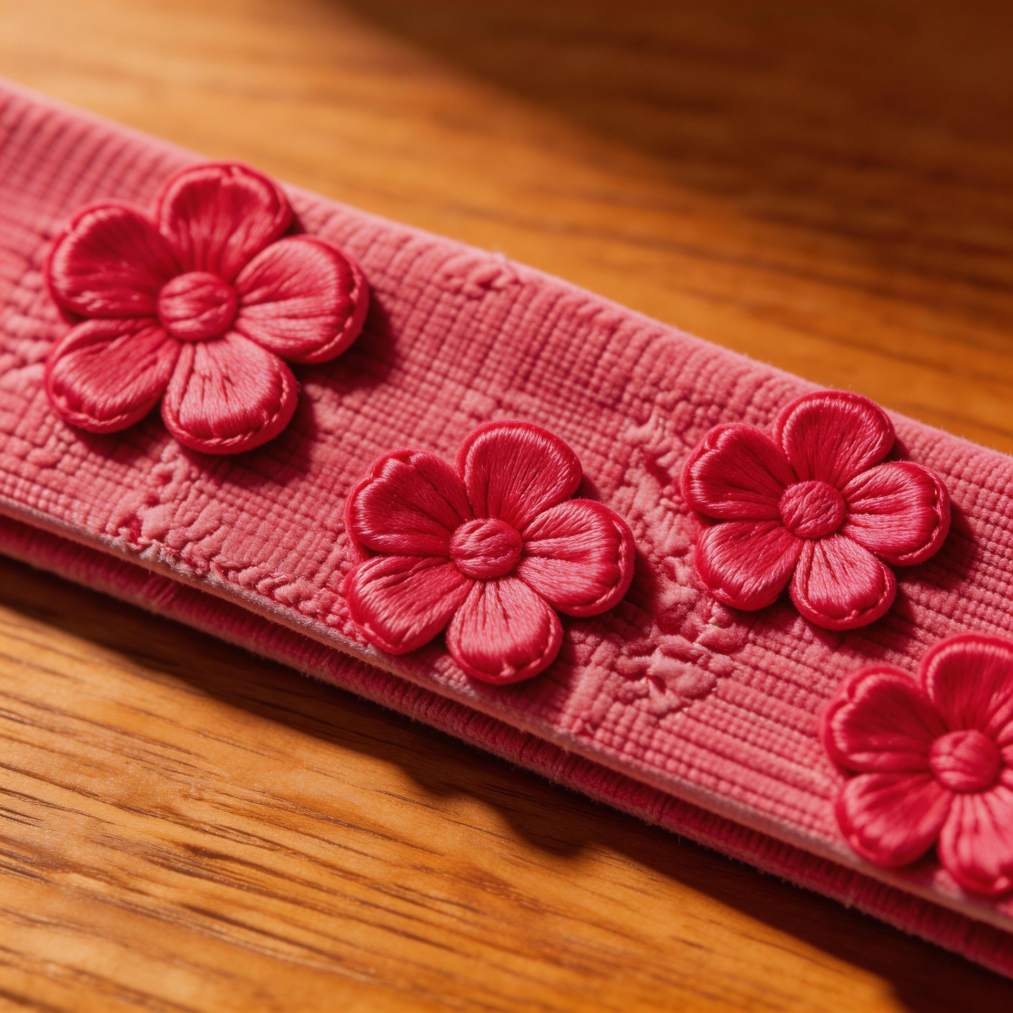 Pink Floral Embroidered Headband – Fun & Feminine Design for Fitness & Casual Wear