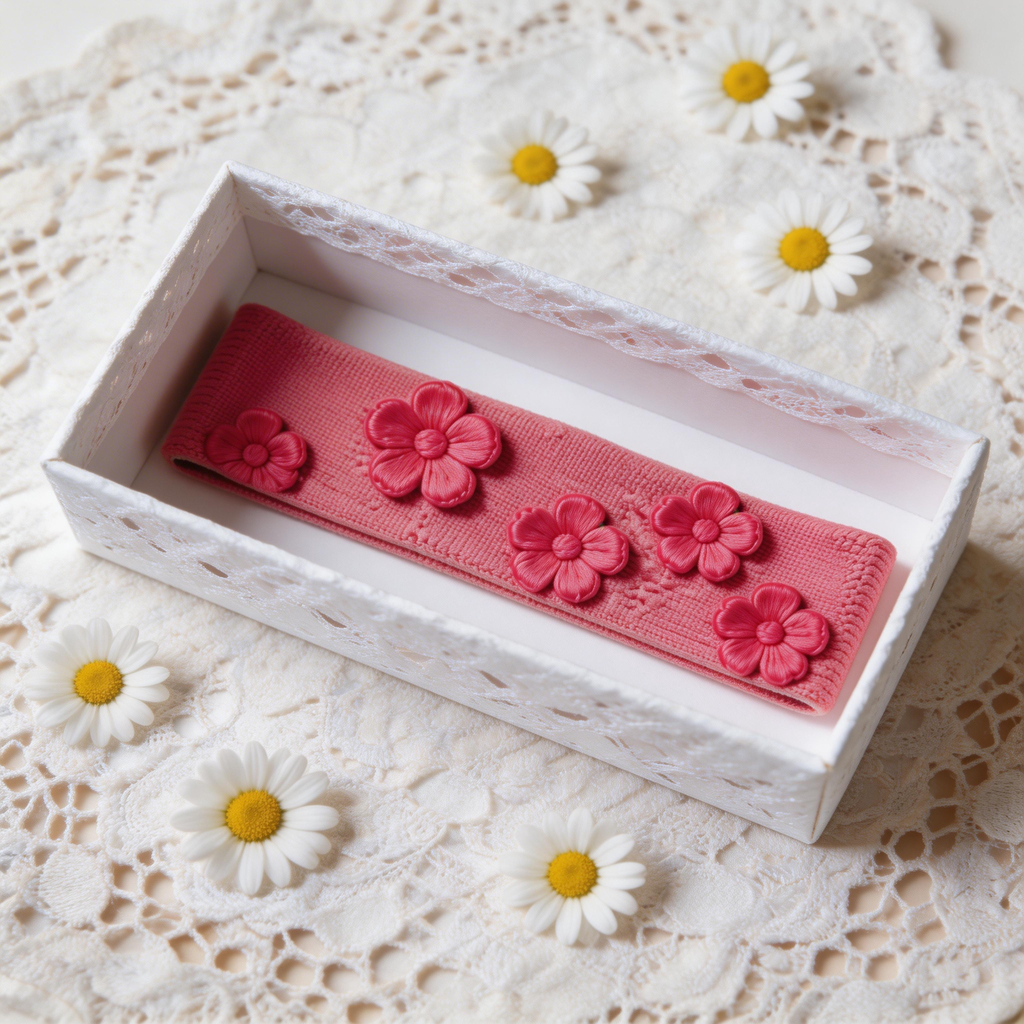 Pink Floral Embroidered Headband – Fun & Feminine Design for Fitness & Casual Wear