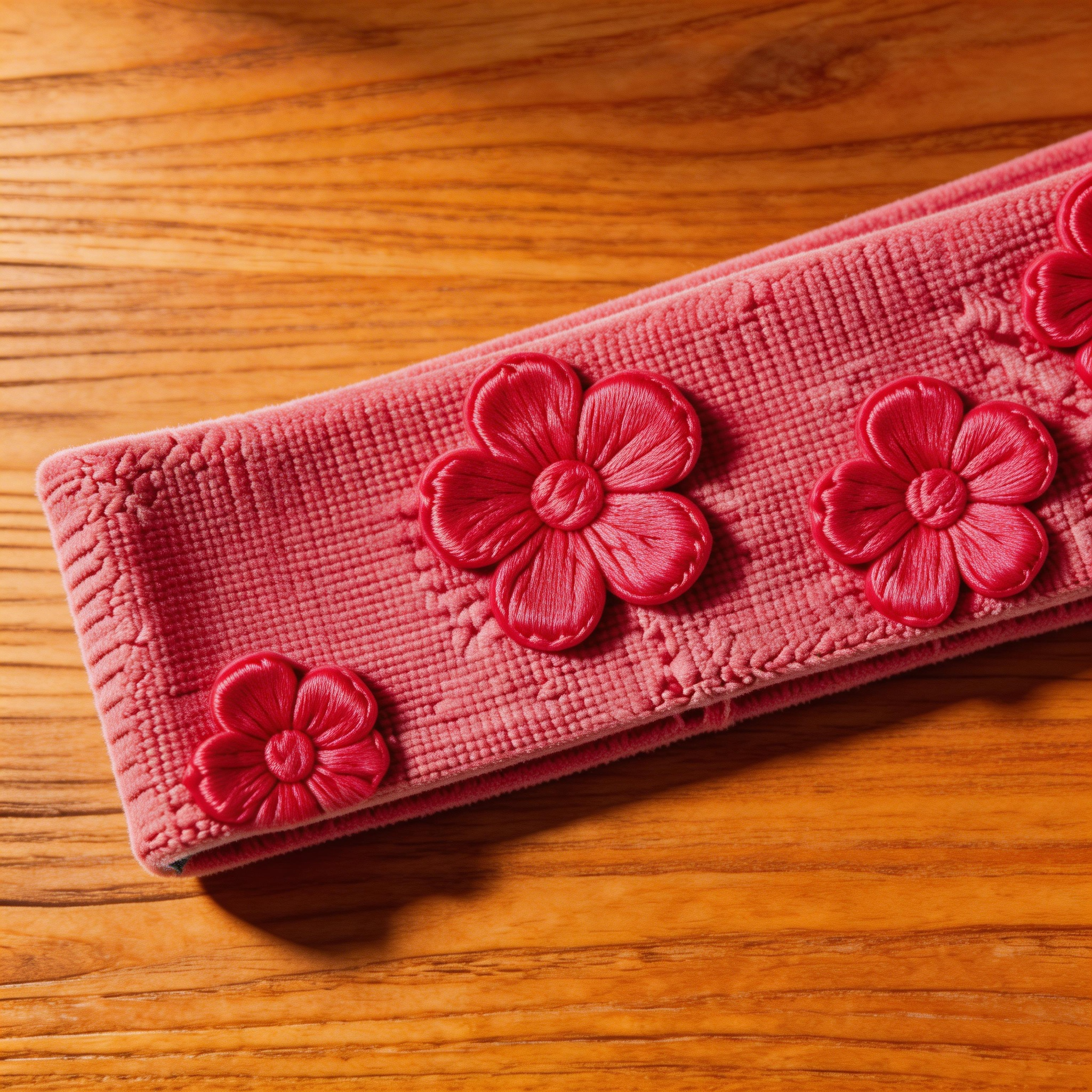 Pink Floral Embroidered Headband – Fun & Feminine Design for Fitness & Casual Wear